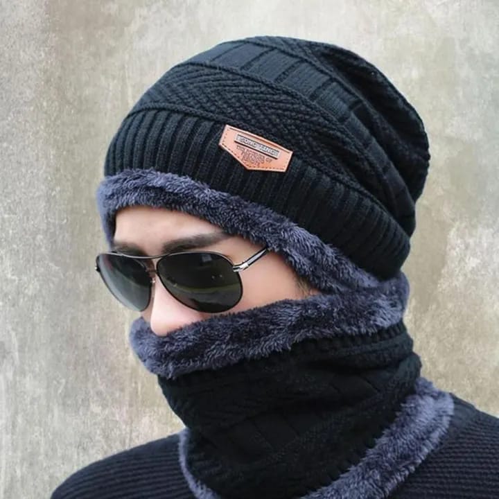 New Stylish Winter Hats, Ladies And Gents Hot Knitted caps and Neck Warmer Mask 2 in 1 Scarf Beanie for Kids, Boys & Girls / UNISEX Double Layer Hat and Neck Warmer For Mens And Womens